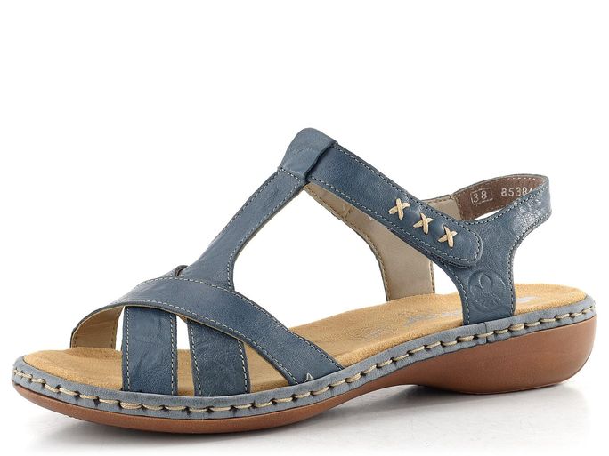 Rieker modré sandálky s nártovým T páskem 65919-12