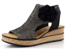 Rieker římské sandály na klínu černé 63791-01