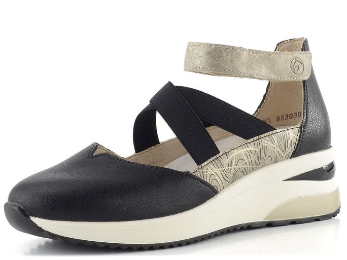 Remonte otevřené polobotky s plnou špičkou a patou černé D2411-03