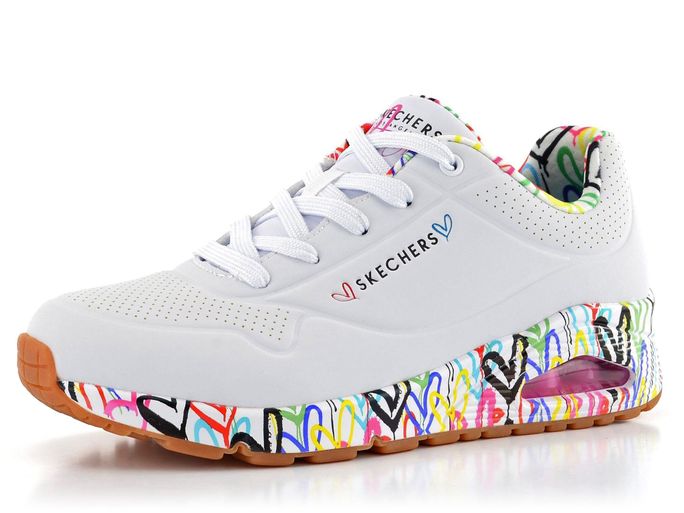 Skechers perforované bílé/barevné tenisky Loving Love 155506