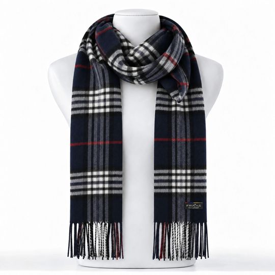 Fraas kašminkový šál s károvaným vzorem blue 625391-592