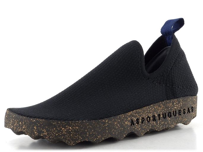 Asportuguesas prozouvací úpletové polobotky Care black P018019026