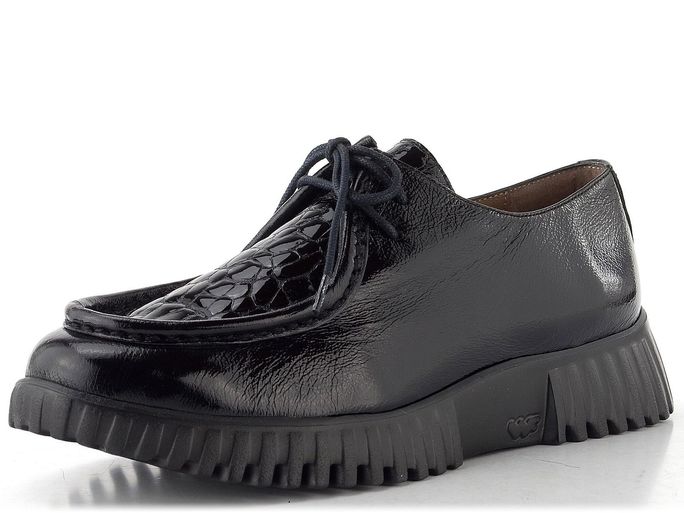 Wonders lakované šněrovací polobotky negro A-4423