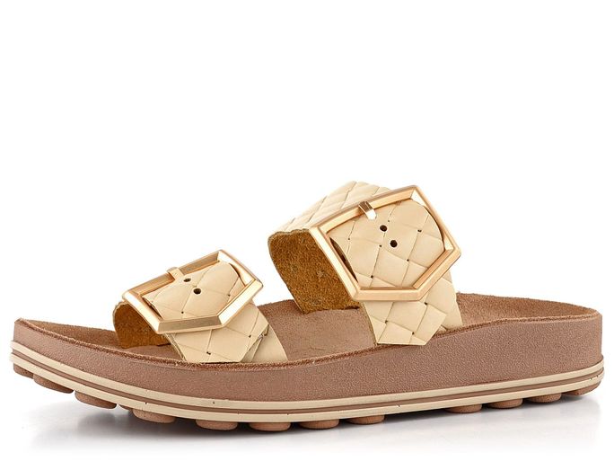 Fantasy Sandals béžové pantofle s přezkami S331 Taylor Beige