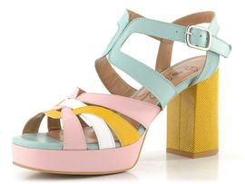 Fly London sandály na podpatku yellow/pale pink/white/spearmint P145455001