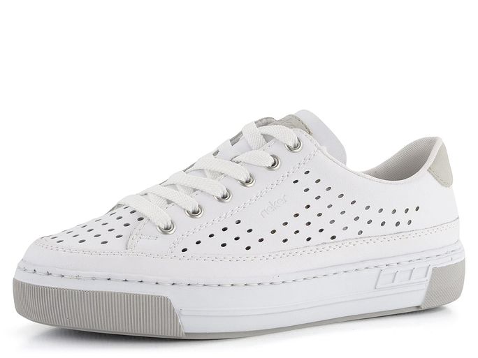 Rieker bílé sneakers tenisky prořezávané L8849-80