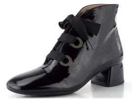 Hispanitas lakovaný šněrovací kotník na podpatku Varsovia black HI265052