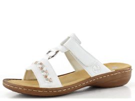 Rieker bílé pantofle s ozdobným copánkem 60888-80