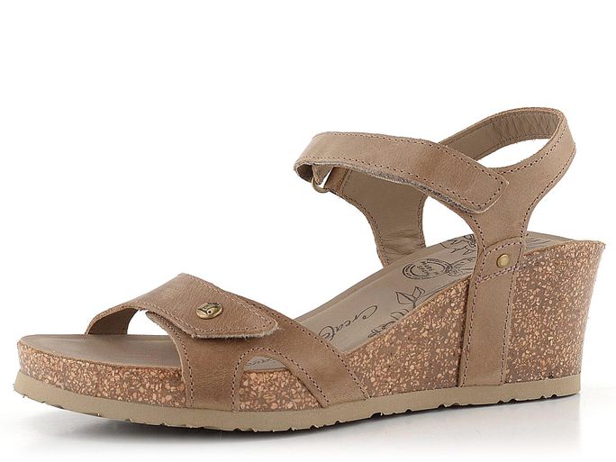 Panama Jack sandály na klínku taupe Julia Basics B3