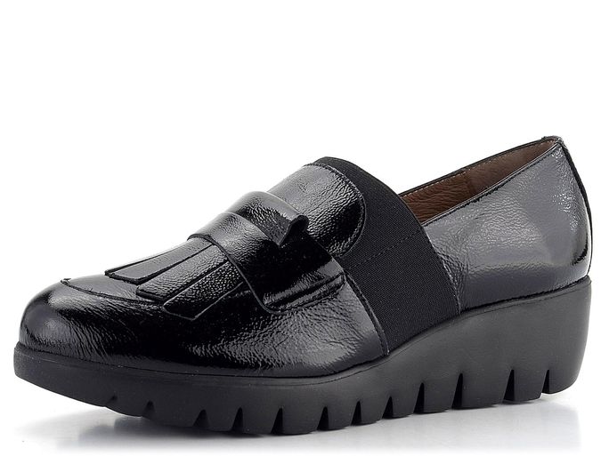 Wonders slip-on polobotky na klínku Negro C-33301