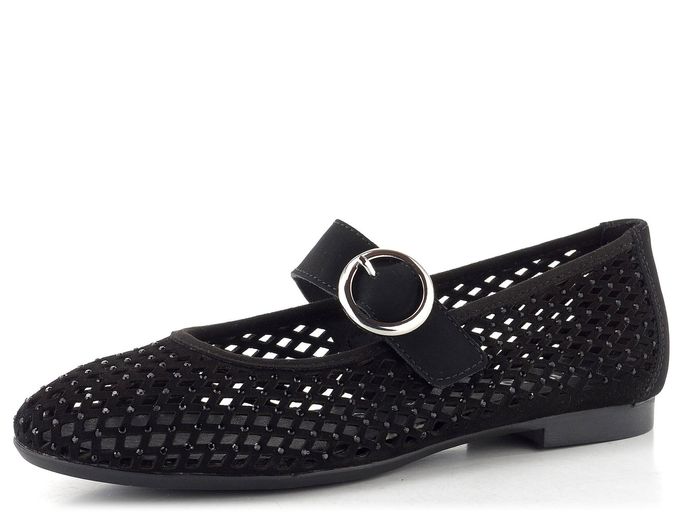Remonte prořezávané baleríny s nártovým páskem černé D0K18-02