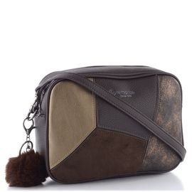 Remonte sešívaná crossbody kabelka s přívěškem hnědá/bronz Q0674-25