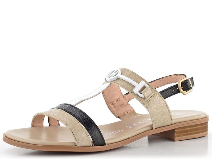 Hispanitas sandály na nízkém podpatku Yakarta Taupe/Black/White CHV253952