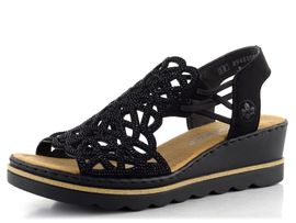 Rieker sandály s klínkem černé 67465-00