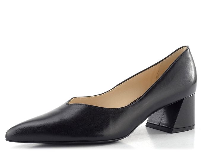 Högl kožené lodičky na širokém podpatku černé 0-104500-0100