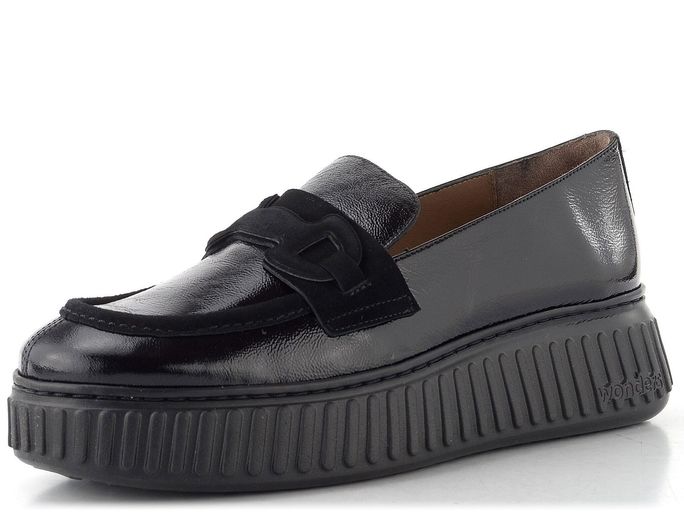 Wonders lakované mokasíny na platformě negro A-5203