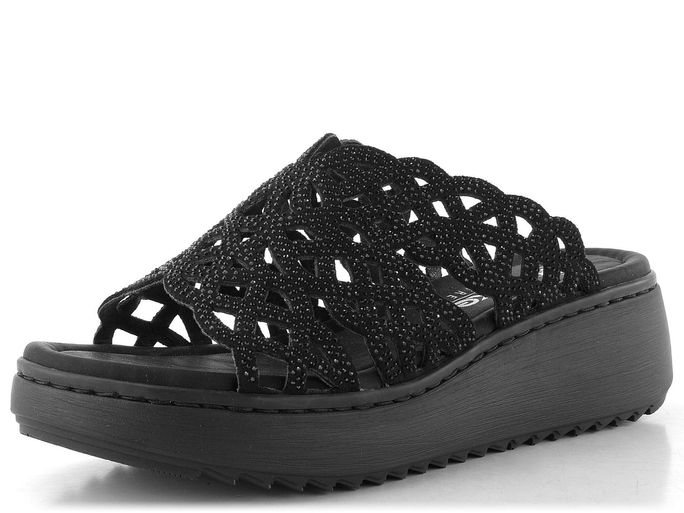 Rieker pantofle se širokým páskem schwarz V1789-00