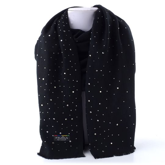 Fraas elegantní kašminkový šál s kamínky černý 623546-998