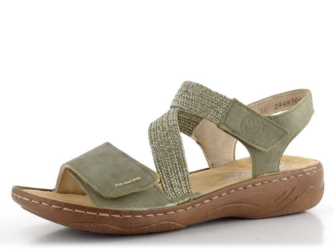 Rieker sandály s pásky na suchý zip Schilf/Olive V2862-52