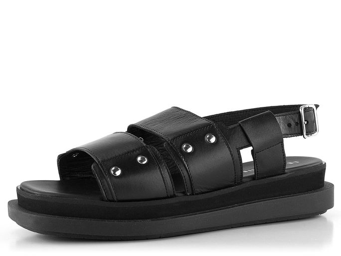 Le Bohémien černé sandály s nýtky SD79-1