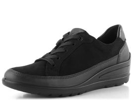 Ara širší šněrovací polobotky na klínu Zürich Black 12-50601-01