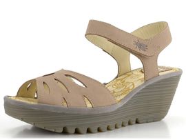 Fly London sandály na klínu béžové taupe Yazi P501479001