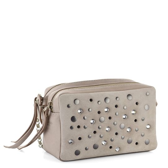 Hispanitas kabelka crossbody s cvočky a kamínky Nougat BV86810