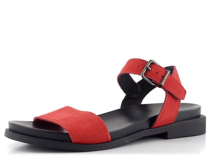Arche červené nubukové sandály Makusa Feu/Noir 1H410
