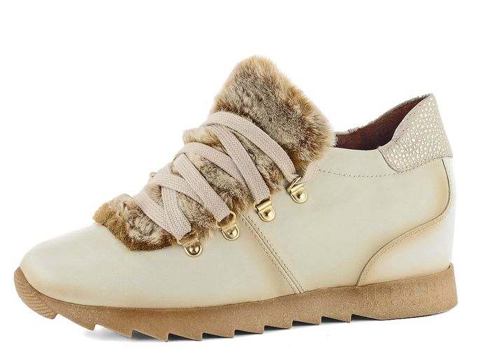 Hispanitas světlé polobotky s kožešinkou Bone HI87866