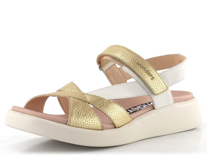 Wonders sandály na suchý zip platino/off C-6552