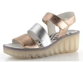 Fly London metalické sandály na klínu sahara/silver P501575005