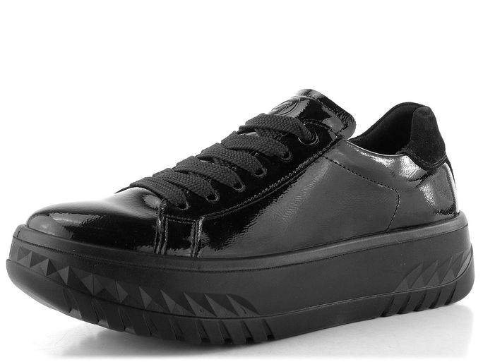 Ara širší lakované polobotky na platformě Monaco Black 12-46707-01