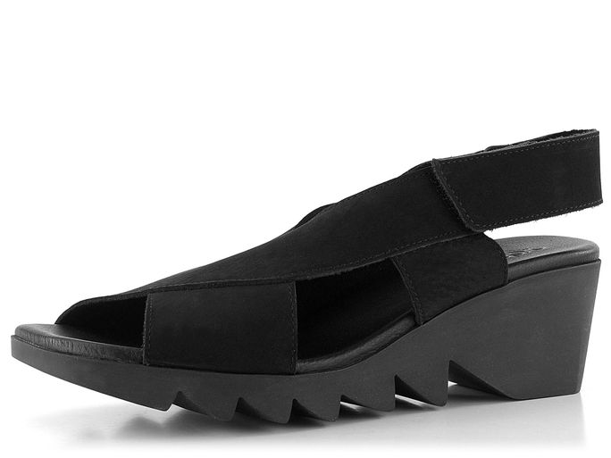 Arche nubukové sandály na podpatku Noir Himali Z300
