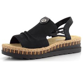 Rieker černé sandály se širokým nártem a gumičkami V7972-00