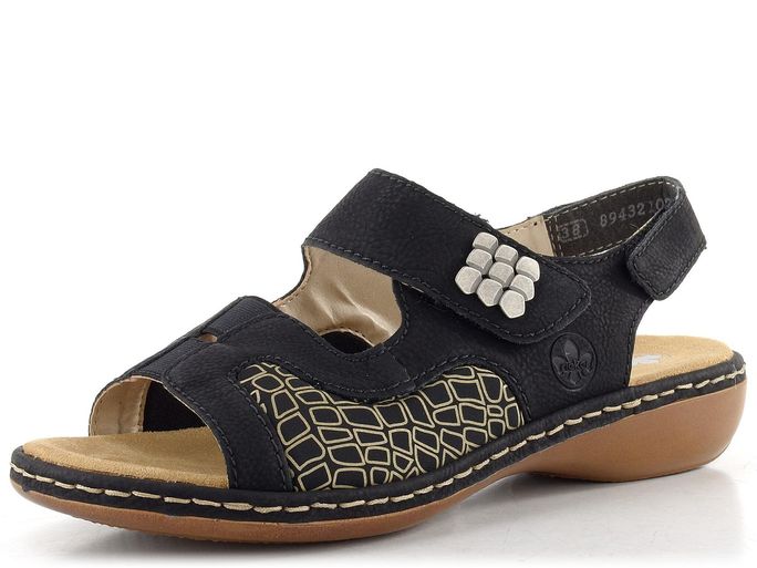 Rieker černé sandály se strečí 65989-01