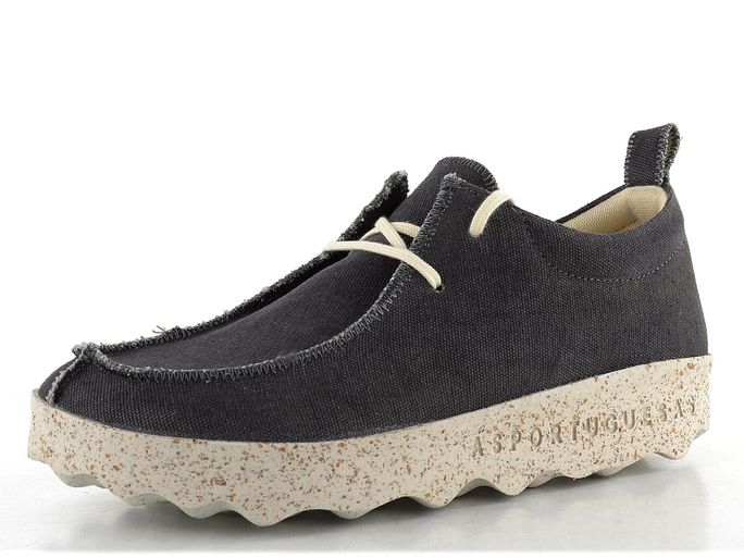 Asportuguesas plátěné polobotky na platformě washed black P018025020