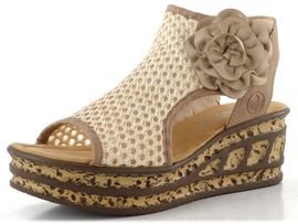 Rieker římské sandály na klínu shell/crema 68180-60