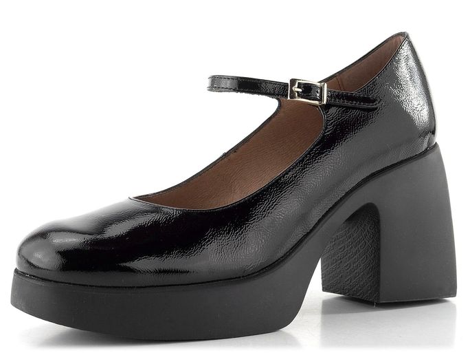 Wonders lakované lodičky s nártovým páskem negro H-4940
