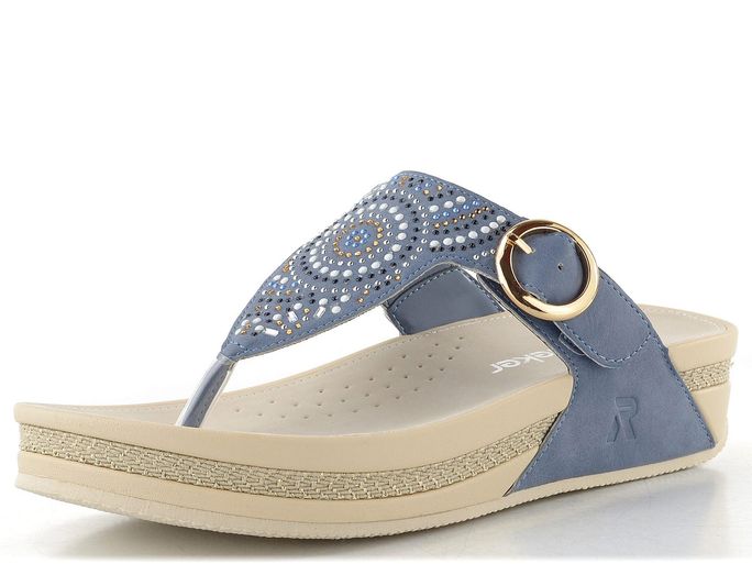 Rieker žabky s kamínky indigo V1465-14